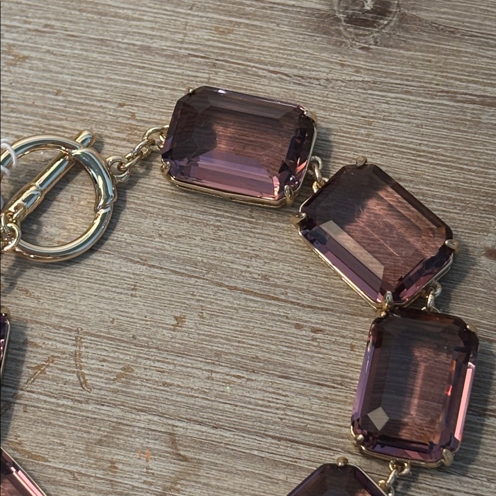 Ralph Lauren Gold Tone Glass Stone Toggle Bracelet - Picture 8 of 11